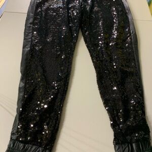 Black Sequin Jogger Pants - Kids